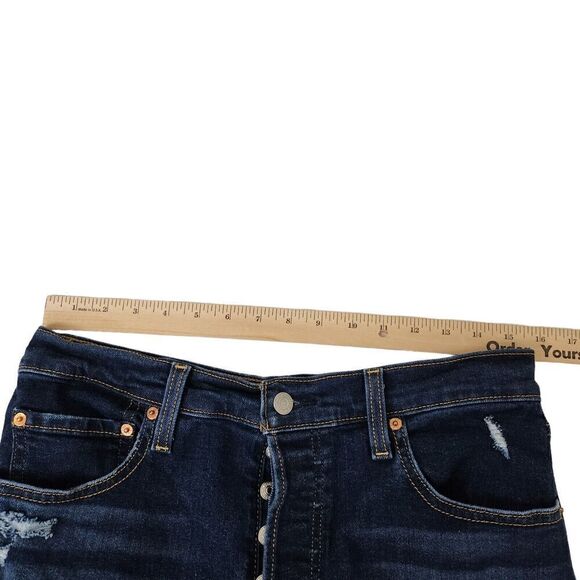 Levis Jeans Womens 31 Blue Ribcage Straight Ankle Button Fly Distress High-Rise - Picture 10 of 12